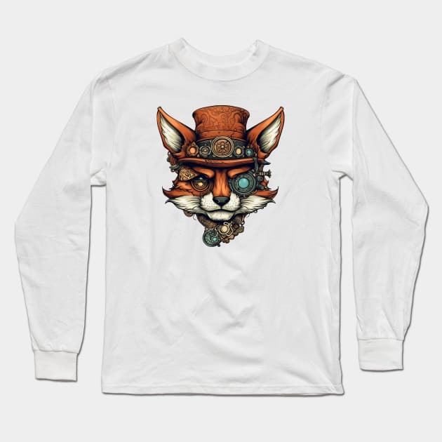 Steampunk fox face Long Sleeve T-Shirt by stkUA